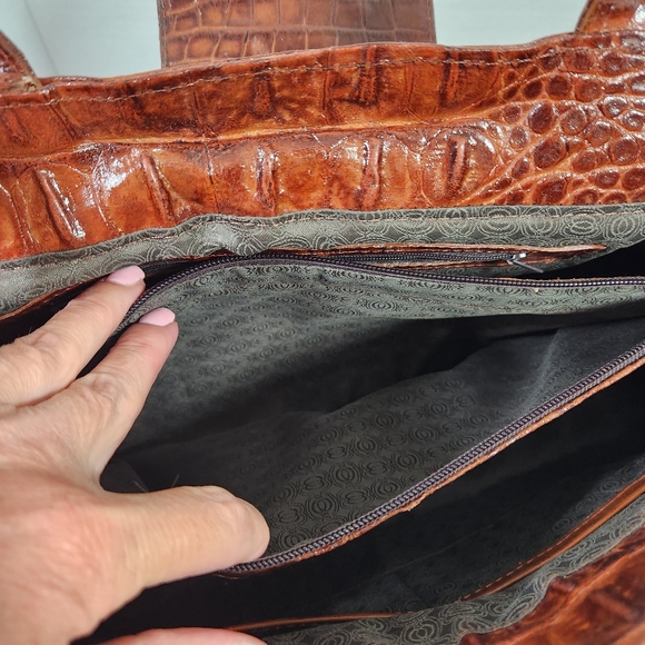 Veari hornback authentic crocodile leather xl tote bag purse carmel brown euc! - Picture 11 of 16